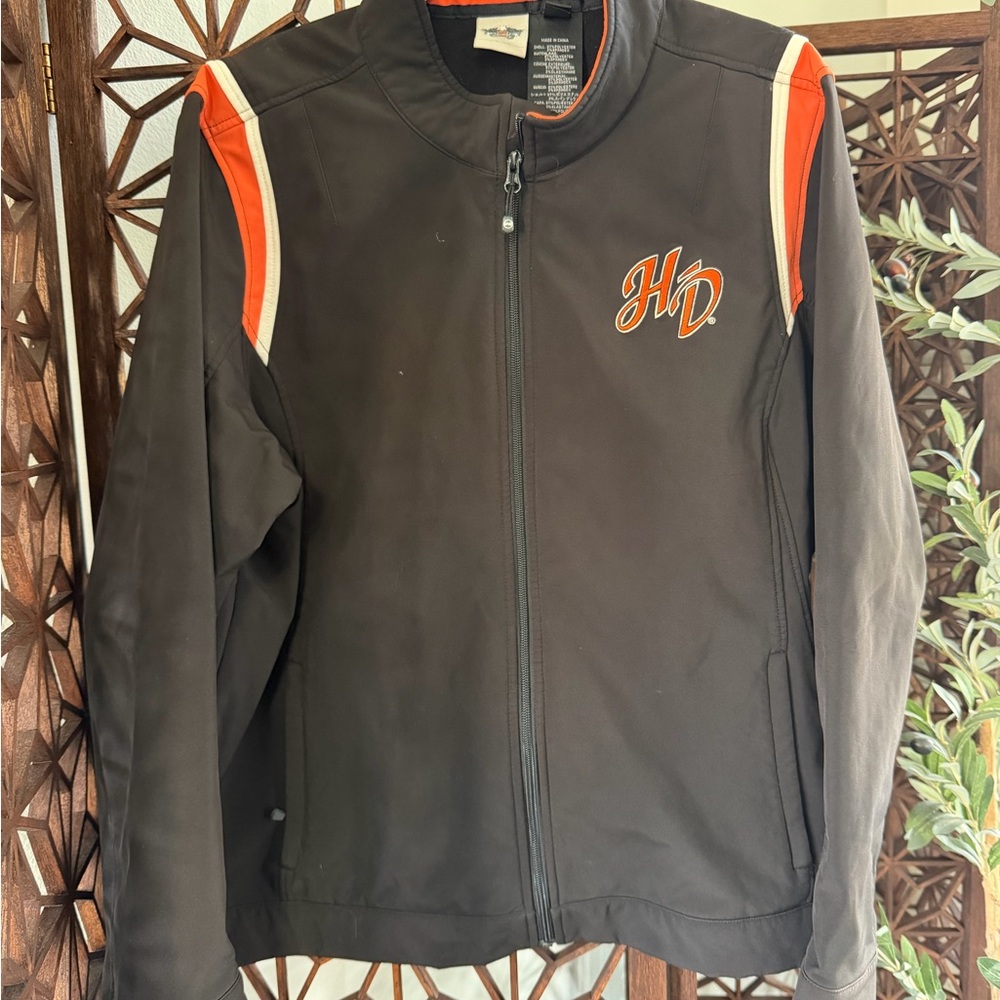 Harley-Davidson Black Utility Jacket with Orange and Cream Stripes